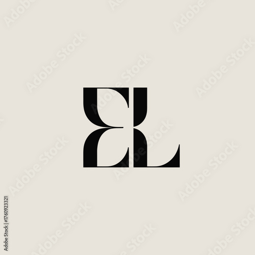 Elegant el monogram logo mark serif inspired black modern minimalist design