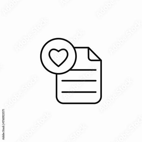 document with heart icon sign vector