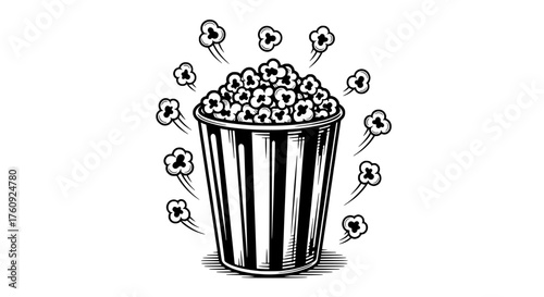 Popcorn Bucket Illustration A Classic Movie Snack Icon for Entertainment and Leisure