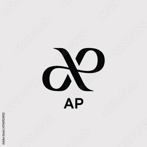 Modern abstract logo design featuring elegant intertwined letters ap and infinity symbol