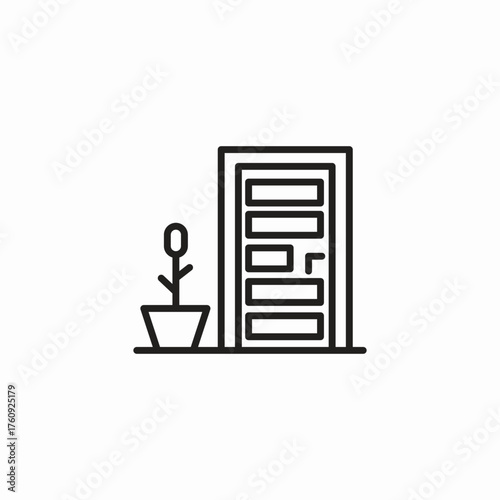 door with plant icon sign vector