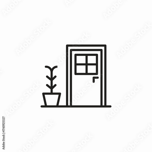 front door plant icon sign vector