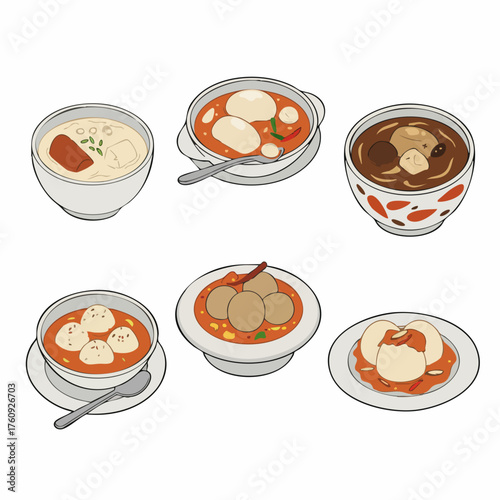 Colorful Handdrawn Delicious and Authentic Indonesian Soup Cuisine Illustration