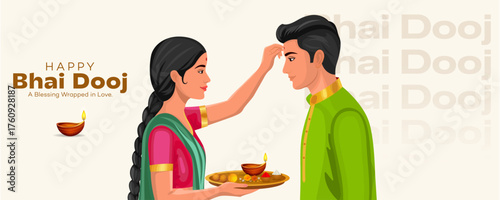 Bhai Dooj, tilak with blessing. Bhai Dooj Banner. And. Bhai Dooj Sale. Design