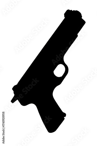 black handgun silhouette on white background