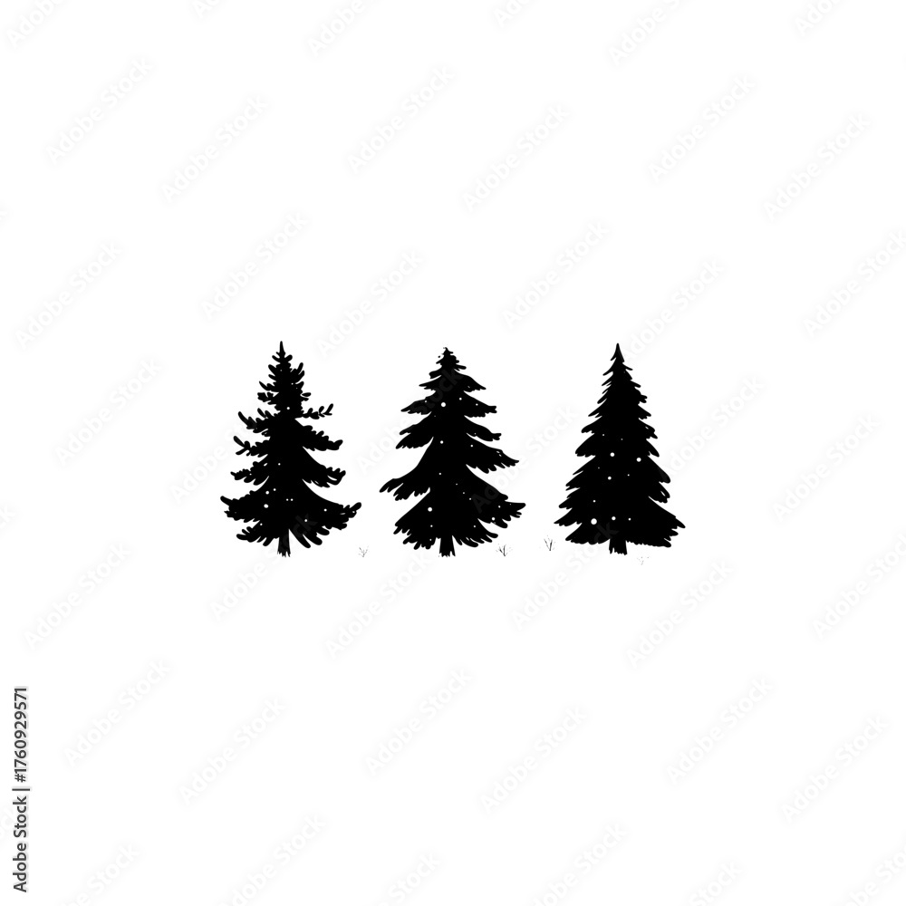 Obraz premium Various Christmas tree silhouette 