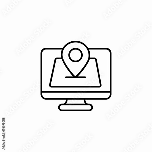 location map monitor icon sign vector