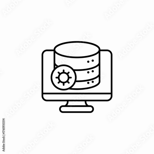 monitor with server gear icon sign vector