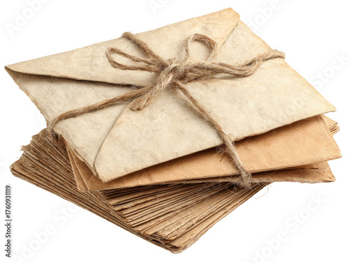 Stack of aged letters tied with twine