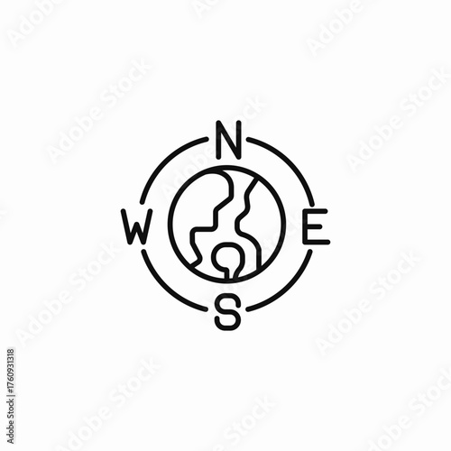 compass rose world icon sign vector