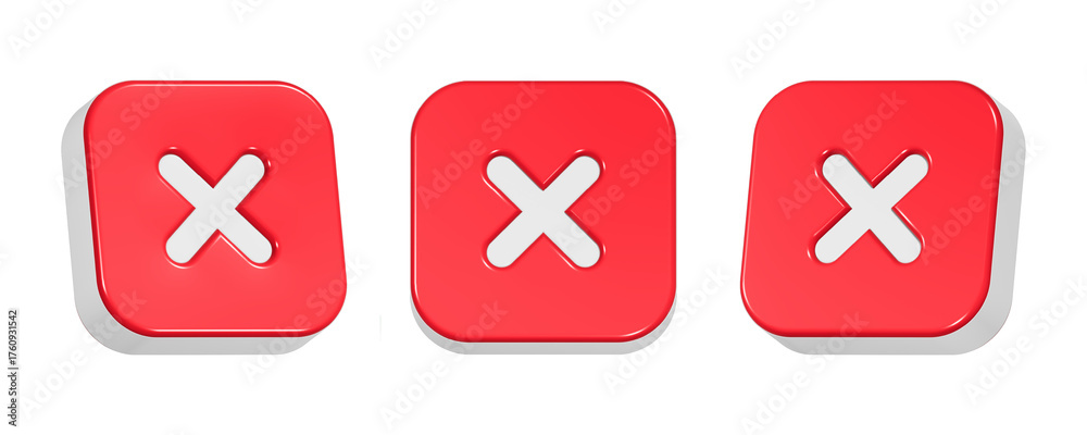 Fototapeta premium cross mark icon 3d rendering in red color