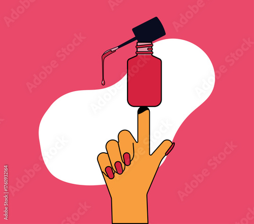 One hand applying nail polish in another hand