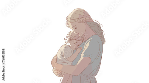 A mother embracing her child with love and affection.