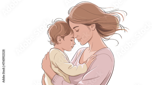 Mother and child embracing in a tender moment.