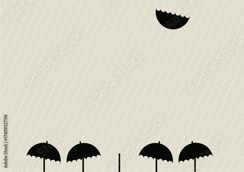 One umbrella flying among windy season illustration