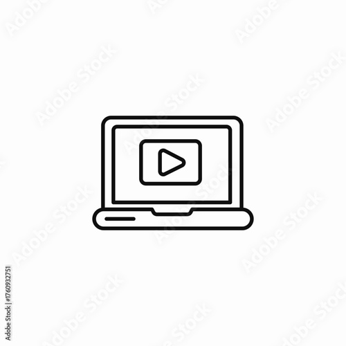 laptop video player icon sign vector
