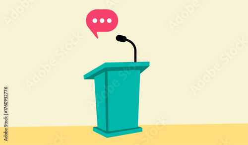 Speaker mic stage chat bubble illustration