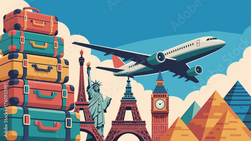 A journey filled with famous monuments and airplane.