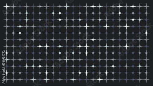 Geometric Star Grid Pattern | Abstract Symmetrical Lattice with Sparkles on a Dark Background