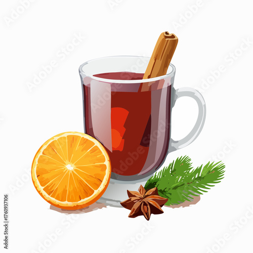 Glühwein-Tasse mit Zimt und Orange
