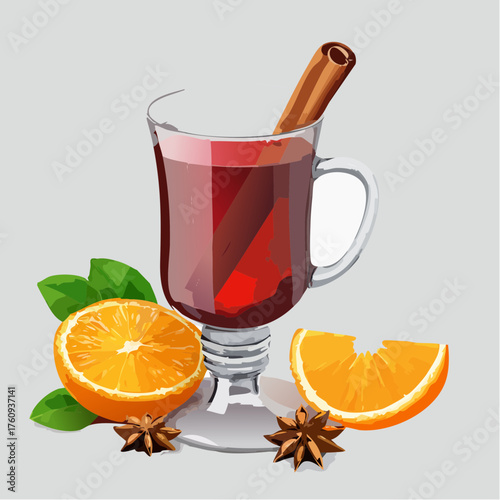 Glühwein-Tasse mit Zimt und Orange