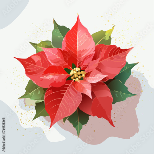 Roter Weihnachtsstern in Aquarell-Optik
