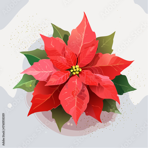 Roter Weihnachtsstern in Aquarell-Optik