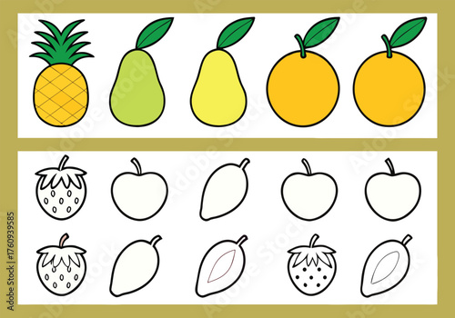 Vibrant assortment of fresh fruits in a colorful vector illustration