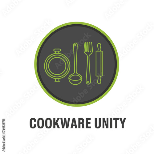 Modern Line Art Cookware and Utensils Logo Vector