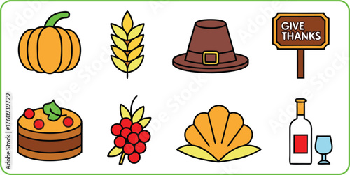 Festive thanksgiving illustration with traditional autumn elements and decorative accents