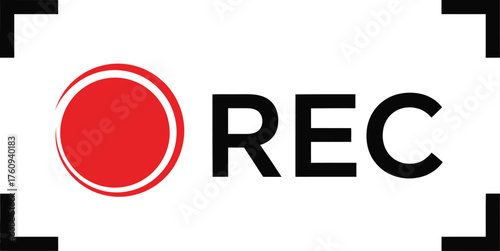 Recording In Progress with Red Circle and Black on Transparent Background