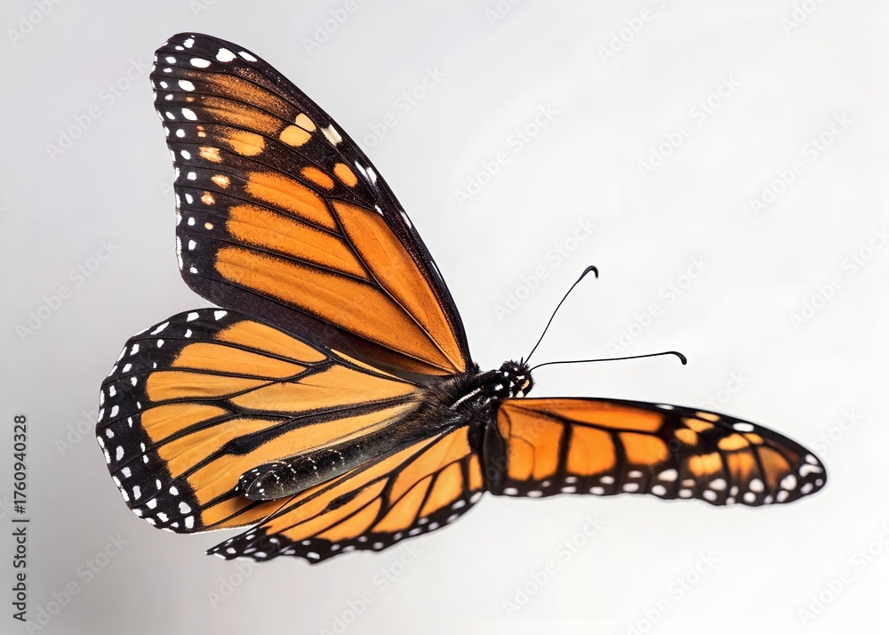 Fototapeta premium Majestic monarch butterfly isolated wing detail natural beauty close-up