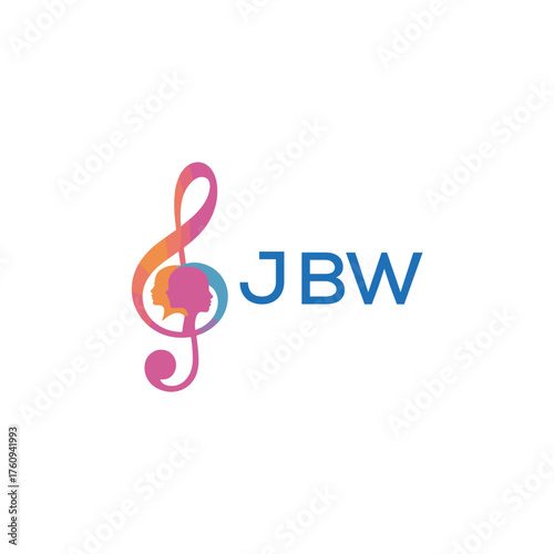 "JBW Music and Arts Logo Design, Abstract Treble Clef with Human Faces", JBW Later Logo, 
