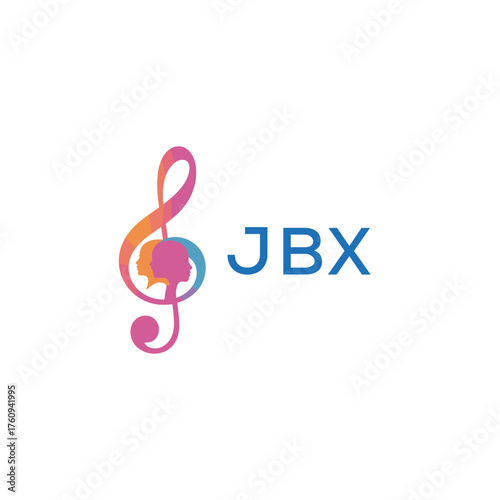 "JBX Music and Arts Logo Design, Abstract Treble Clef with Human Faces", JBX Later Logo, 
