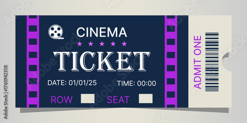Cinema Ticket Mockup Template on Clean Background for Movie Branding Design