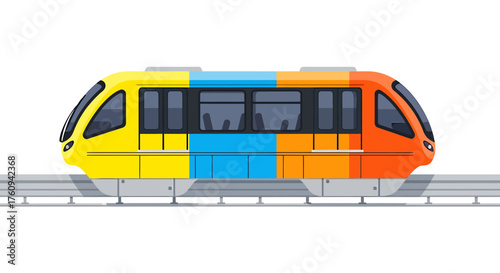 The yellow tram is an urban transportation vehicle for passenger travel in the city on a white background