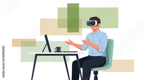 Conceptual illustration showcasing modern vr technology integration in remote work setup