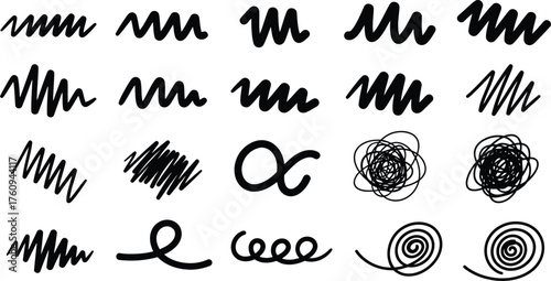 Scribbles Collection Set of Hand Drawn Doodle Elements on Transparent Background