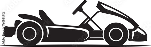 Black Silhouette Icon of a Go Kart Vehicle on a White Background racing sport