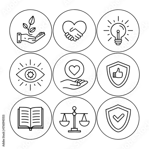Collection of modern black icons for various applications and projects