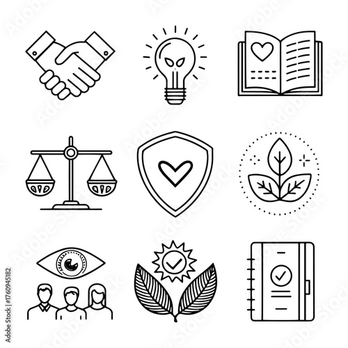 Modern black icon set for digital applications and web design