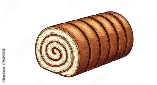 Deliciously swirled cinnamon roll cake presented in a warm brown hue.