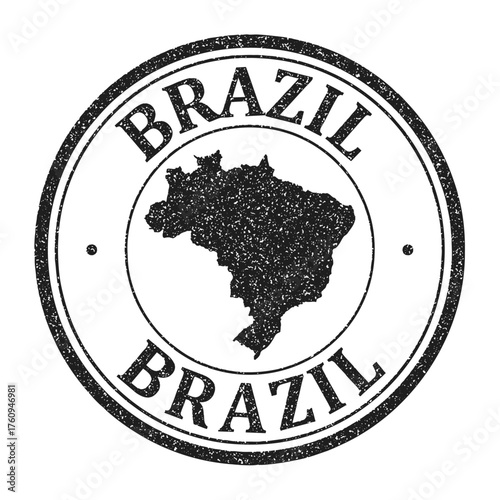 Brazil map stamp, vintage travel grunge rubber stamp on transparent background, vector illustration