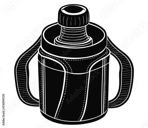 Bottle holder design for infant use; includes side handles and secure closing with a focus on insulation, safety, portability and ease of carrying for parents and children