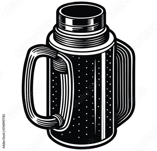 Stylish and Functional Thermos Flask with Ergonomic Handle, Perfect for Keeping Hot or Cold Beverages On-the-Go, Ideal for Coffee, Tea, and Other Drinks