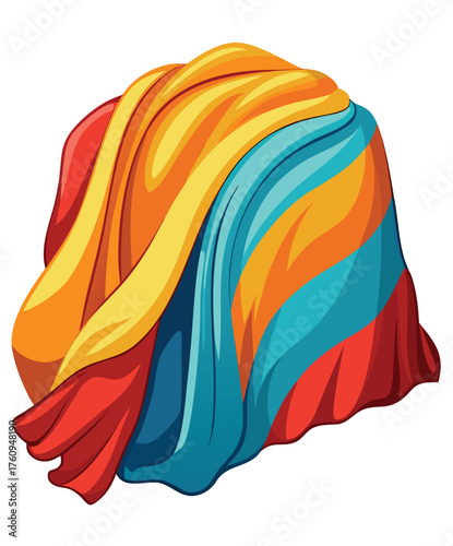 Colorful Cozy Blanket Drape Soft Fabric Folds and Warmth Illustration
