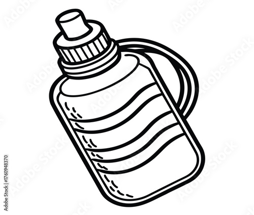 A vector illustration of a transparent plastic bottle full of yellow sunflower oil, isolated on a white background