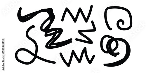 Abstract black ink scribbles and doodles on a white background representing chaotic energy and creative expression