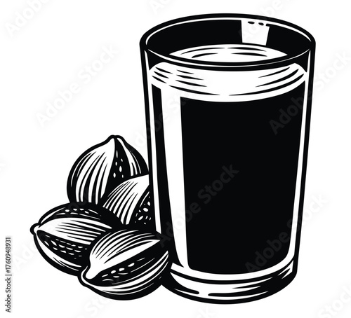 Glass of healthy pistachio milk with nuts on a white background, a perfect blend of creamy texture and rich nutty flavor, ideal for a nutritious beverage