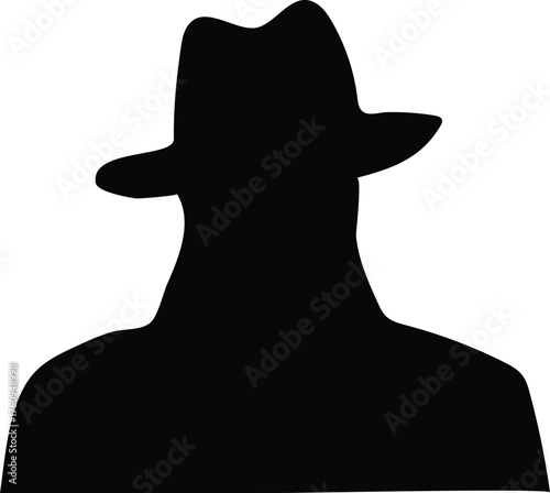 Silhouette of a person wearing a fedora hat